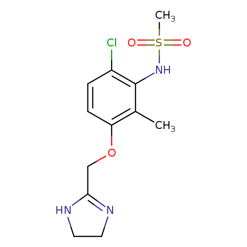 Clc1ccc(c(c1NS(=O)(=O)C)C)OCC1=NCCN1