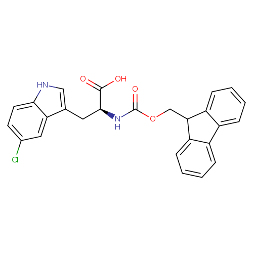 O=C(N[C@H](C(=O)O)Cc1c[nH]c2c1cc(Cl)cc2)OCC1c2ccccc2c2c1cccc2