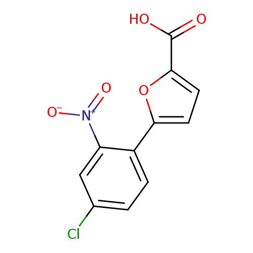 Clc1ccc(c(c1)[N+](=O)[O-])c1ccc(o1)C(=O)O