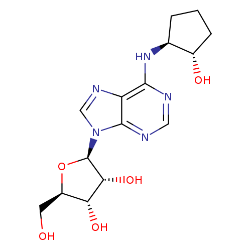 OC[C@H]1O[C@H]([C@@H]([C@@H]1O)O)n1cnc2c1ncnc2N[C@H]1CCC[C@@H]1O