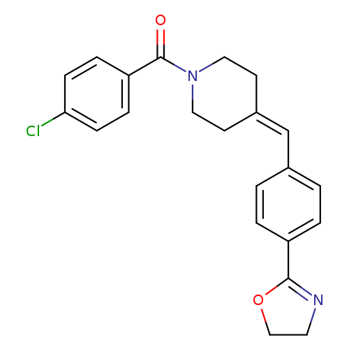 Clc1ccc(cc1)C(=O)N1CCC(=Cc2ccc(cc2)C2=NCCO2)CC1