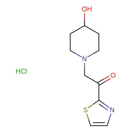 OC1CCN(CC1)CC(=O)c1nccs1.Cl