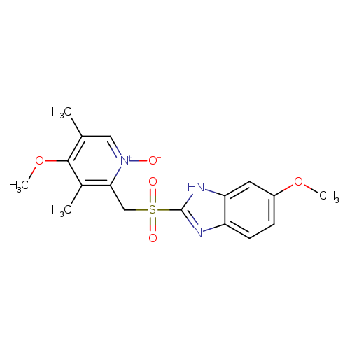 COc1ccc2c(c1)[nH]c(n2)S(=O)(=O)Cc1[n+]([O-])cc(c(c1C)OC)C