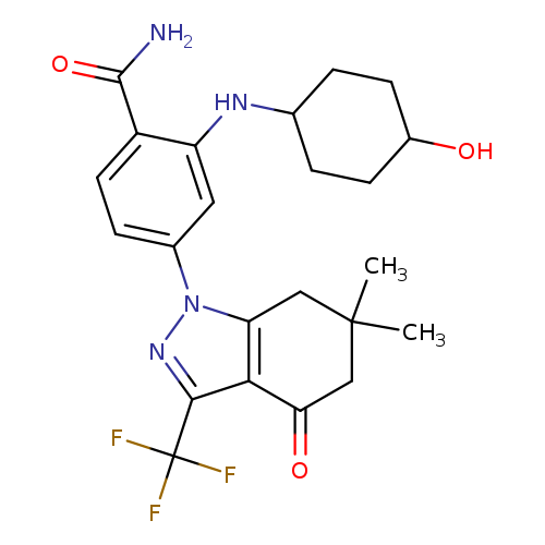 OC1CCC(CC1)Nc1cc(ccc1C(=O)N)n1nc(c2c1CC(C)(C)CC2=O)C(F)(F)F