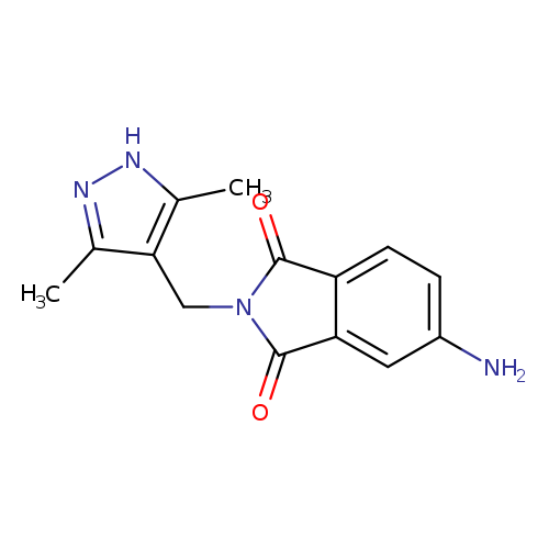Nc1ccc2c(c1)C(=O)N(C2=O)Cc1c(C)n[nH]c1C
