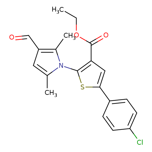 CCOC(=O)c1cc(sc1n1c(C)cc(c1C)C=O)c1ccc(cc1)Cl