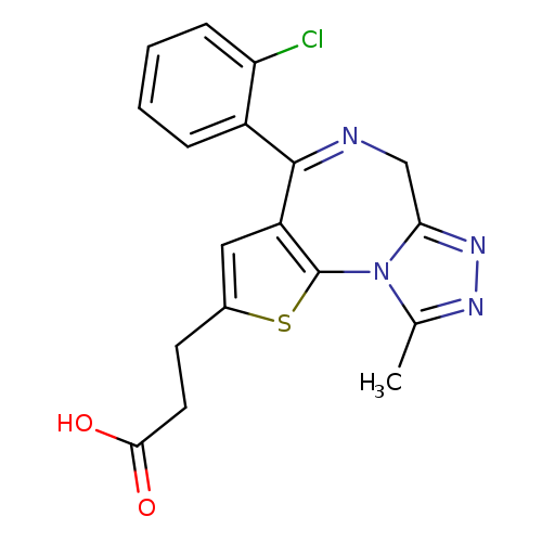 OC(=O)CCc1sc2c(c1)C(=NCc1n2c(C)nn1)c1ccccc1Cl