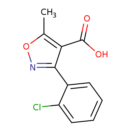 Clc1ccccc1c1noc(c1C(=O)O)C