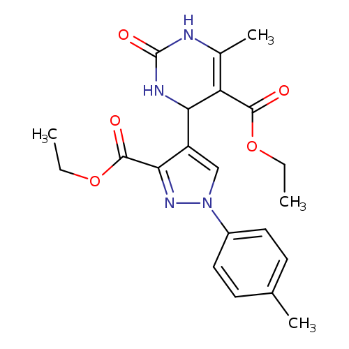 CCOC(=O)c1nn(cc1C1NC(=O)NC(=C1C(=O)OCC)C)c1ccc(cc1)C