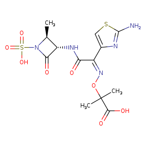 C[C@H]1[C@H](NC(=O)/C(=N\OC(C(=O)O)(C)C)/c2csc(n2)N)C(=O)N1S(=O)(=O)O