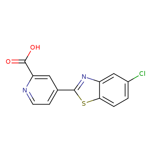Clc1ccc2c(c1)nc(s2)c1ccnc(c1)C(=O)O