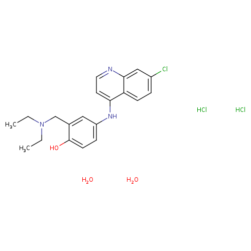 CCN(Cc1cc(ccc1O)Nc1ccnc2c1ccc(c2)Cl)CC.Cl.Cl.O.O