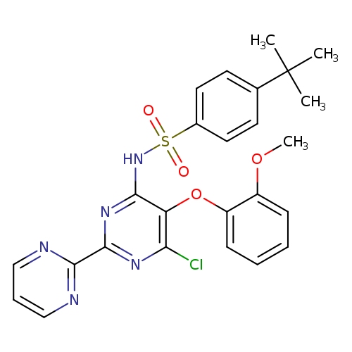 COc1ccccc1Oc1c(Cl)nc(nc1NS(=O)(=O)c1ccc(cc1)C(C)(C)C)c1ncccn1