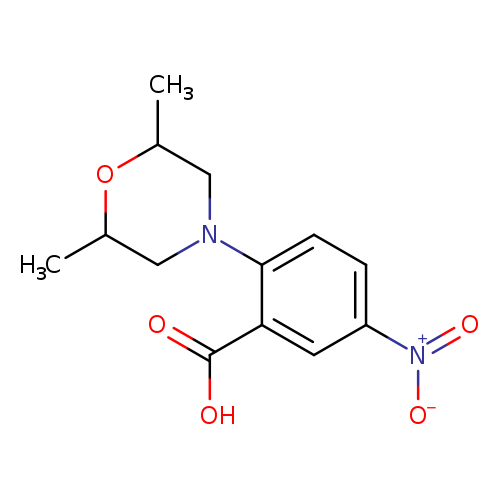 CC1OC(C)CN(C1)c1ccc(cc1C(=O)O)[N+](=O)[O-]