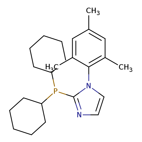 Cc1cc(C)c(c(c1)C)n1ccnc1P(C1CCCCC1)C1CCCCC1