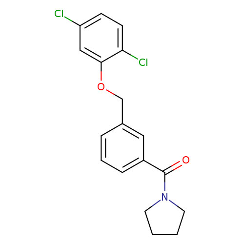 Clc1ccc(c(c1)OCc1cccc(c1)C(=O)N1CCCC1)Cl