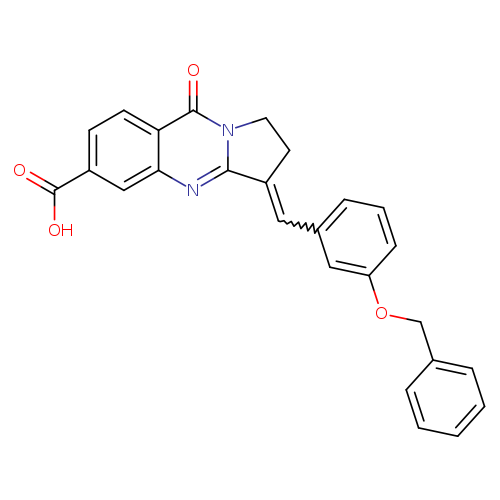OC(=O)c1ccc2c(c1)nc1n(c2=O)CCC1=Cc1cccc(c1)OCc1ccccc1