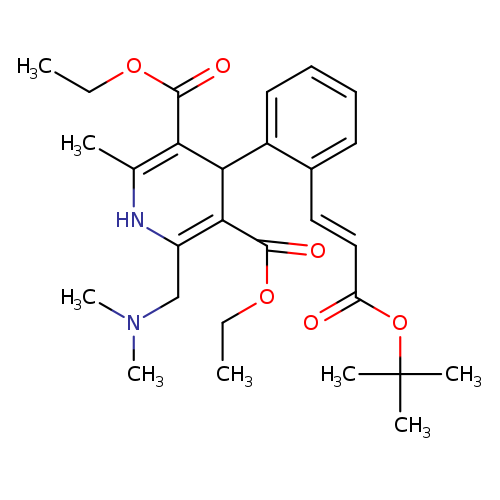 CCOC(=O)C1=C(C)NC(=C(C1c1ccccc1/C=C/C(=O)OC(C)(C)C)C(=O)OCC)CN(C)C