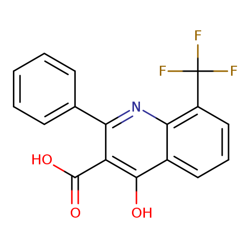 OC(=O)c1c(nc2c(c1O)cccc2C(F)(F)F)c1ccccc1