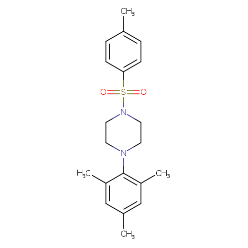 Cc1ccc(cc1)S(=O)(=O)N1CCN(CC1)c1c(C)cc(cc1C)C