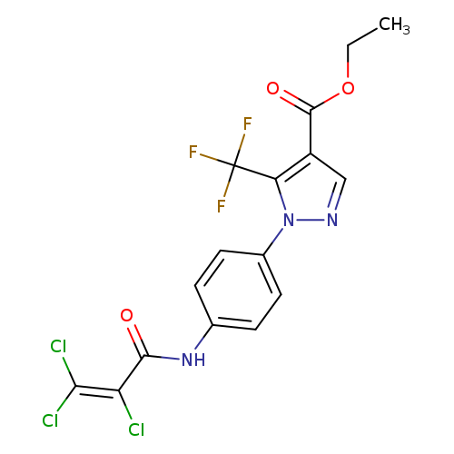 CCOC(=O)c1cnn(c1C(F)(F)F)c1ccc(cc1)NC(=O)C(=C(Cl)Cl)Cl