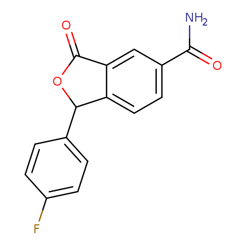 Fc1ccc(cc1)C1OC(=O)c2c1ccc(c2)C(=O)N
