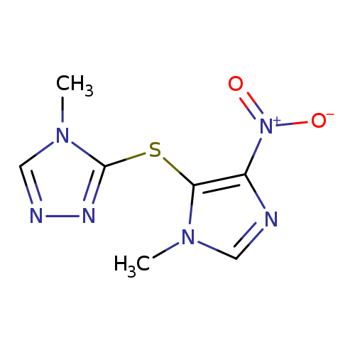Cn1cnc(c1Sc1nncn1C)[N+](=O)[O-]