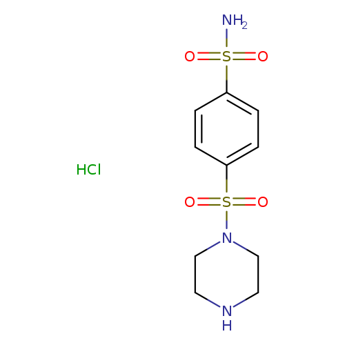 O=S(=O)(c1ccc(cc1)S(=O)(=O)N)N1CCNCC1.Cl