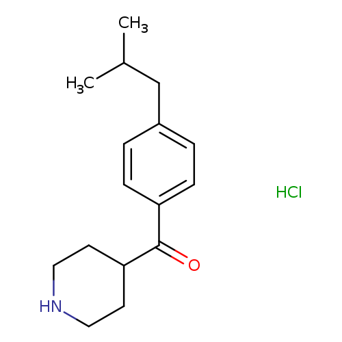 CC(Cc1ccc(cc1)C(=O)C1CCNCC1)C.Cl