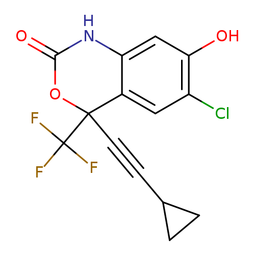 FC(C1(C#CC2CC2)OC(=O)Nc2c1cc(Cl)c(c2)O)(F)F