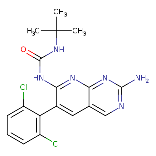 O=C(NC(C)(C)C)Nc1nc2nc(N)ncc2cc1c1c(Cl)cccc1Cl