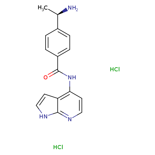 O=C(c1ccc(cc1)[C@H](N)C)Nc1ccnc2c1cc[nH]2.Cl.Cl