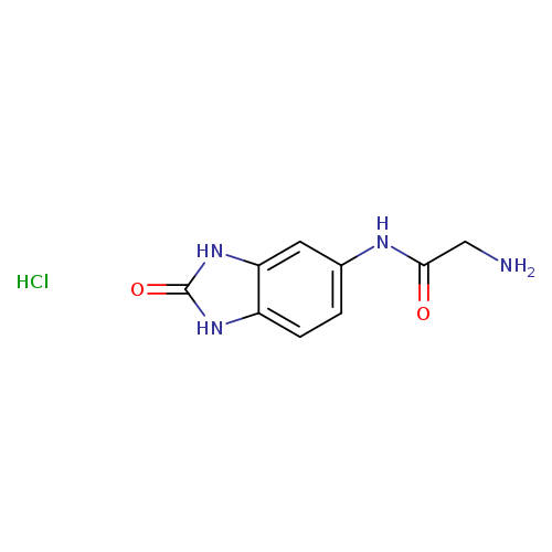 NCC(=O)Nc1ccc2c(c1)[nH]c(=O)[nH]2.Cl