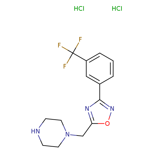 FC(c1cccc(c1)c1noc(n1)CN1CCNCC1)(F)F.Cl.Cl