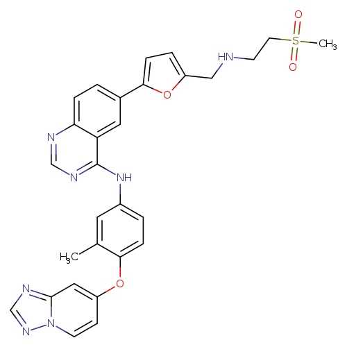 Cc1cc(ccc1Oc1ccn2c(c1)ncn2)Nc1ncnc2c1cc(cc2)c1ccc(o1)CNCCS(=O)(=O)C