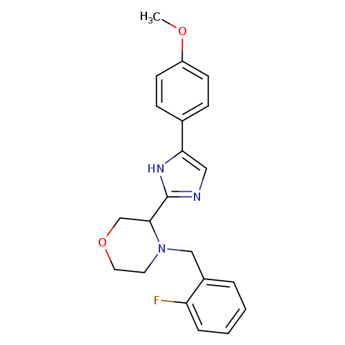 COc1ccc(cc1)c1cnc([nH]1)C1COCCN1Cc1ccccc1F