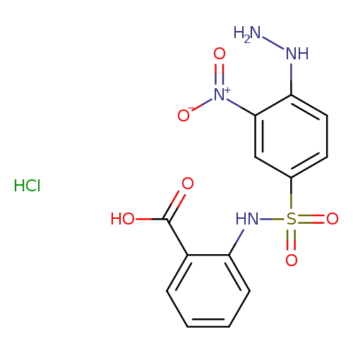 NNc1ccc(cc1[N+](=O)[O-])S(=O)(=O)Nc1ccccc1C(=O)O.Cl