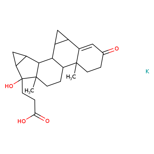OC(=O)CCC1(O)C2CC2C2C1(C)CCC1C2C2CC2C2=CC(=O)CCC12C.[K]