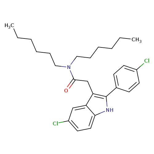 CCCCCCN(C(=O)Cc1c([nH]c2c1cc(Cl)cc2)c1ccc(cc1)Cl)CCCCCC