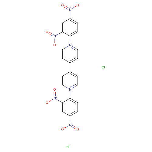 [O-][N+](=O)c1cc(ccc1[n+]1ccc(cc1)c1cc[n+](cc1)c1ccc(cc1[N+](=O)[O-])[N+](=O)[O-])[N+](=O)[O-].[Cl-].[Cl-]