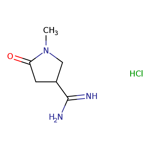 NC(=N)C1CC(=O)N(C1)C.Cl