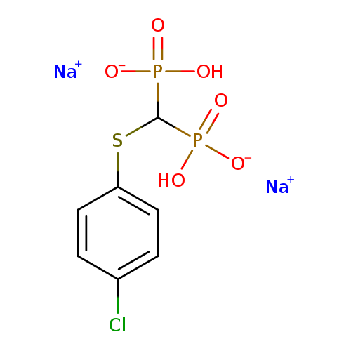 Clc1ccc(cc1)SC(P(=O)(O)[O-])P(=O)(O)[O-].[Na+].[Na+]