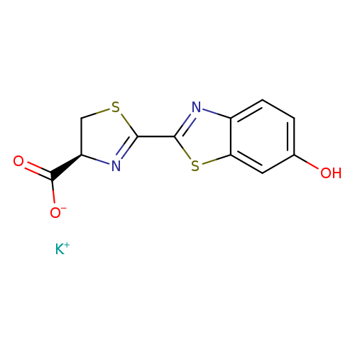 [O-]C(=O)[C@H]1CSC(=N1)c1nc2c(s1)cc(cc2)O.[K+]