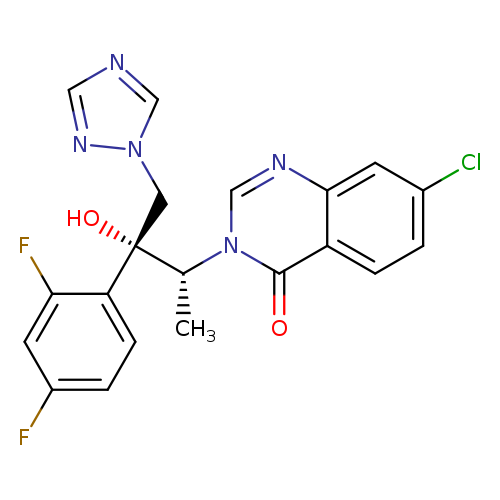Fc1ccc(c(c1)F)[C@]([C@H](n1cnc2c(c1=O)ccc(c2)Cl)C)(Cn1ncnc1)O
