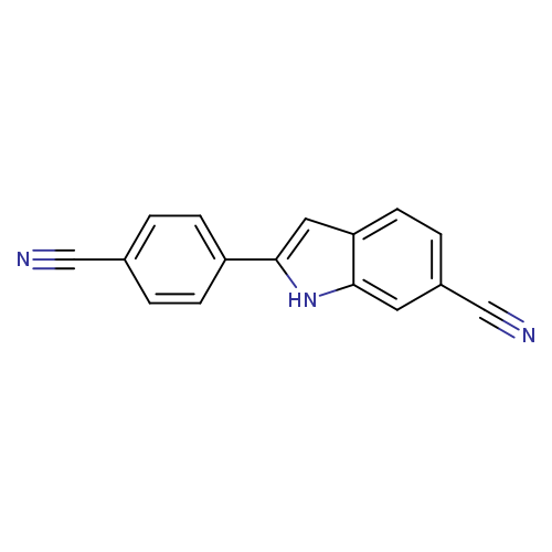 N#Cc1ccc(cc1)c1cc2c([nH]1)cc(cc2)C#N