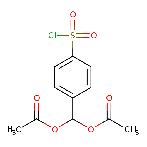CC(=O)OC(c1ccc(cc1)S(=O)(=O)Cl)OC(=O)C