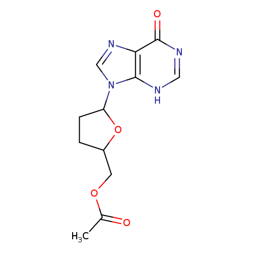 CC(=O)OCC1CCC(O1)n1cnc2c1[nH]cnc2=O