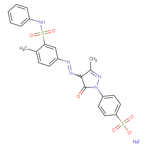 CC1=NN(C(=O)C1N=Nc1ccc(c(c1)S(=O)(=O)Nc1ccccc1)C)c1ccc(cc1)S(=O)(=O)[O-].[Na+]