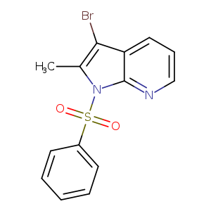 Brc1c2cccnc2n(c1C)S(=O)(=O)c1ccccc1