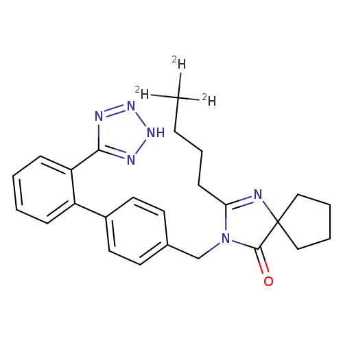O=C1N(Cc2ccc(cc2)c2ccccc2c2n[nH]nn2)C(=NC21CCCC2)CCCC([2H])([2H])[2H]